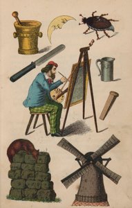 Pagina uit het magische boek (kleur litho) door European School