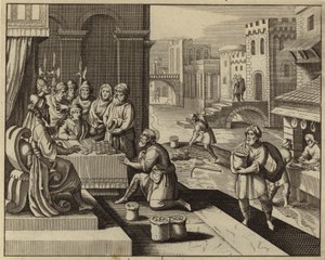Parabel van de talenten (gravure) door European School