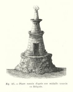 Romeinse vuurtoren volgens een medaille gevonden in Bithynië door European School