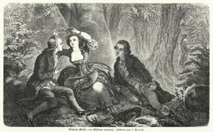 Philinen kroont Wilhelm Meister met een krans: scène uit Johann Wolfgang Goethe