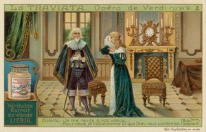 Rodolphes vader overtuigt Violetta om zijn zoon te verlaten