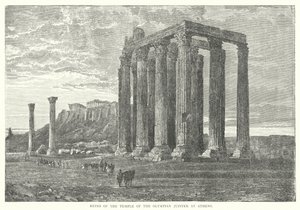 Ruïnes van de Tempel van de Olympische Jupiter in Athene (gravure) door European School