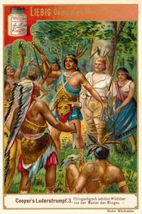 Scène uit Deerslayer, door James Fenimore Cooper door European School