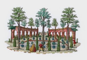 Scène in een Italiaans tuin