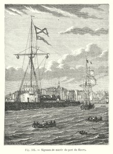 Getijdesignalen van de haven van Havre (gravure) door European School