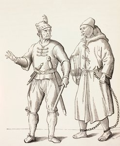 Zestiende-eeuwse galeisoldaat met een galeislaaf, c.1880 door European School