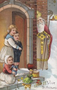 Kaart voor Sinterklaas (chromolitho) door European School