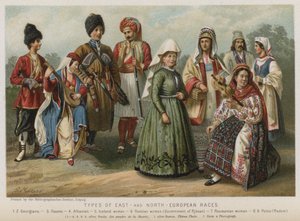 Typen van Oost- en Noord-Europese Rassen (chromolitho)