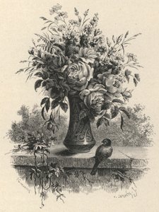 Vaas met bloemen (gravure) door European School