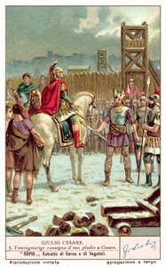 Vercingetorix geeft zijn zwaard over aan Julius Caesar na het Beleg van Alesia, 52 v.Chr. door European School