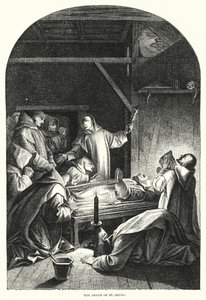 De dood van St. Bruno (gravure) door Eustache (after) Le Sueur