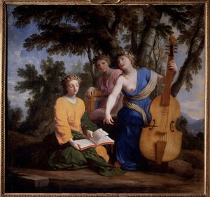 Voorstelling van de drie Muzen Melpomene, Erato en Polymnie