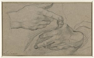 Studie van twee handen door Eustache Lesueur