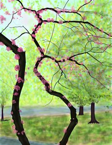 Bloeiende boom, Brooklyn (digitale kunst) door Evan Sklar