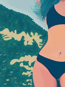 Blauwe bikini, Brooklyn (digitale kunst)