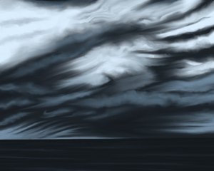 Blauwe lucht en oceaan , ca 2020-24 (digitale kunst) door Evan Sklar
