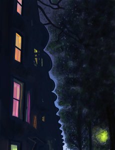 Building Tops At Night, Brooklyn (digitale kunst)