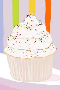 Cupcake met vanilleglazuur en hagelslag, Brooklyn (digitale kunst)