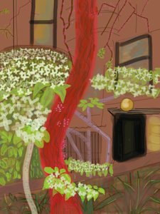 Bloeiende kornoeljebomen, 2015 (met de hand getekend op een iPad met een Apple-potlood)
