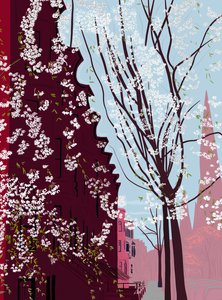 Garfield Place, Spring, Brooklyn, ca 2020-24 (digitale kunst) door Evan Sklar