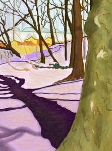 Heuvel met krokussen, Prospect Park (digitale kunst) door Evan Sklar
