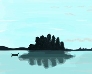 Lake In Maine, 2015 (met de hand getekend op een iPad met een Apple potlood) door Evan Sklar