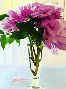 Magenta pioenrozen in vaas (digitale kunst) door Evan Sklar