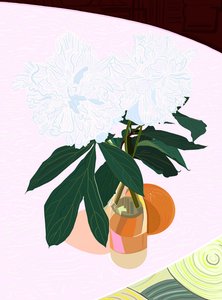 Pioen en grapefruit, ca 2020-24 (digitale kunst)