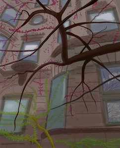 Prospect Parek West and Fifth Street, Brooklyn, 2017 (met de hand getekend op een iPad met een Apple-potlood)