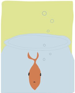 Enkele goudvis in kom, 2015 (met de hand getekend op een iPad met een Apple potlood) door Evan Sklar