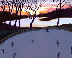 Schaatsen, Prospect Park , Brooklyn (digitale kunst)