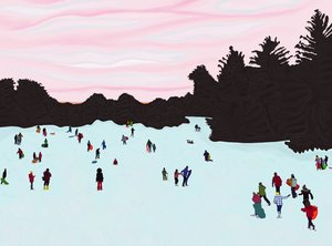 Sleeën, Prospect Park (digitale kunst) door Evan Sklar