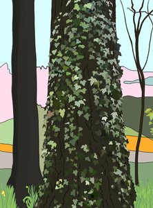 Boom met klimop (digitale kunst) door Evan Sklar