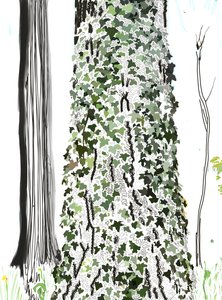 Boom met klimop (digitale kunst)