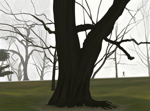 Boom en jogger. Vroege ochtend. Prospect park (digitale kunst) door Evan Sklar