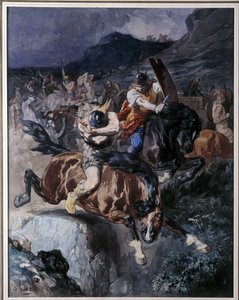Gevecht van Frankische ruiters door Evariste Vital Luminais