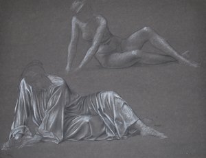 Dubbele studie voor Earthbound - liggende vrouwelijke figuur, 1897