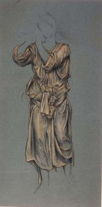 Draperiestudie voor de figuur van eeuwige jeugd uit 