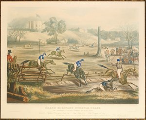 Grote militaire steeple chase, in Londen, Canada West, 9 mei 1843, gegraveerd door J. Harris, 1845 door Evelyne Marie Alexander