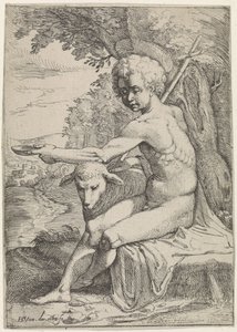Johannes de Doper in de woestijn door Everard Crynsz. van der Maes