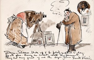 Karikatuur van Shinn gefotografeerd door Gertrude Kasebier (1852-1934) door Everett Shinn