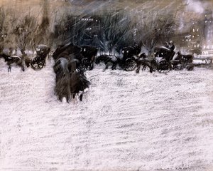 Het park in de winter door Everett Shinn