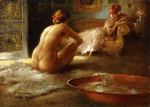De Gluurder en Haar Badster door Everett Shinn