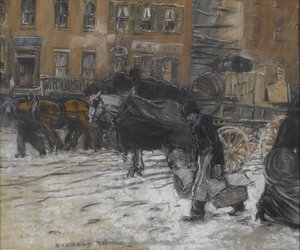 Winter op 21st Street, New York door Everett Shinn