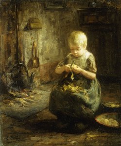 Een Kind dat Aardappelen Schilt