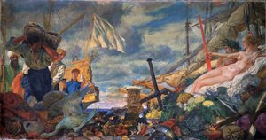 Allegorie van de internationale handel door Evgeni Evgenievitch Lanceray