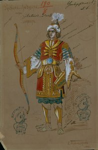 Kostuumontwerp voor de opera Ruslan en Lyudmila door M. Glinka, 1885