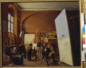 Het atelier van schilder graaf Vasily Maksutov door Evgraf Sorokine