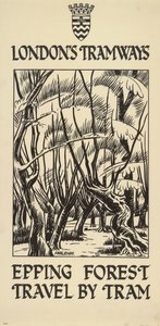 Epping Forest, Reis per tram, London County Council LCC Tramways poster, 1922