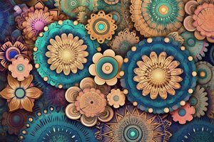 Kleurrijke mandala bloem door F. Abderrahim